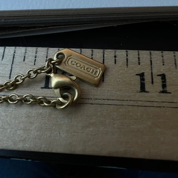 Coach Daphne Pink Glass Floral Drop Necklace Gold Tone Signed Rare - Picture 7 of 11